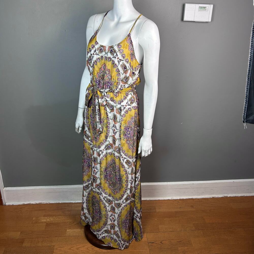 Anthropologie Akemi + Kin maxi dress Medium strappy gold blouson lightweight NWT